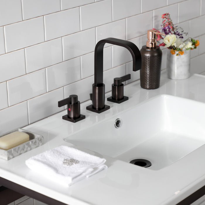 Quadras VWP3722W8A5 37-Inch Ceramic Console Sink Set, White/Oil Rubbed Bronze