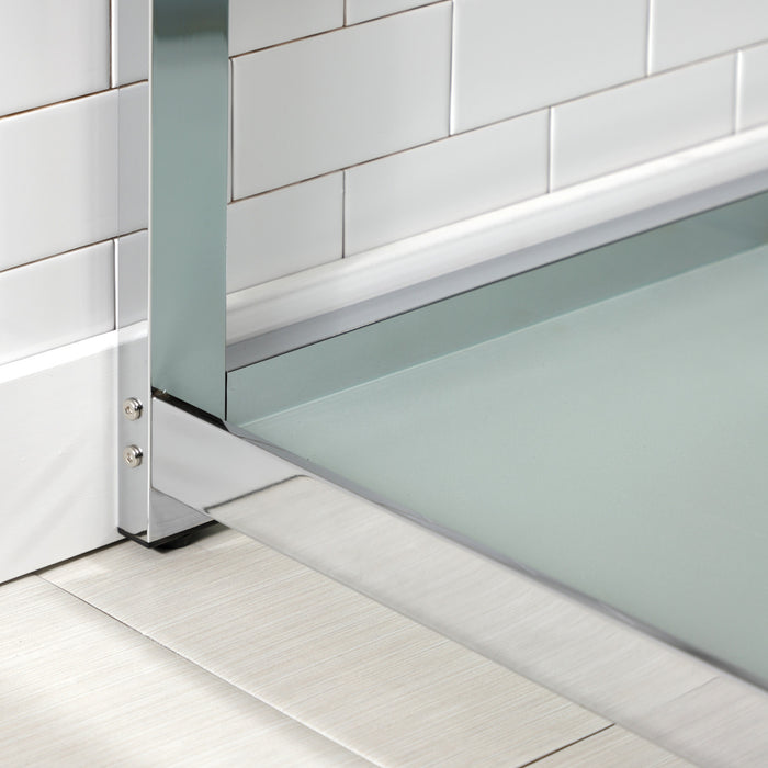 Kingston Quadras VWP3722W8B1 37-Inch Ceramic Console Sink with Steel Base and Glass Shelf (8-Inch, 3-Hole), White/Polished Chrome