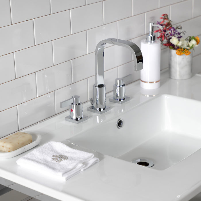 Quadras VWP3722W8B1 37-Inch Ceramic Console Sink Set, White/Polished Chrome